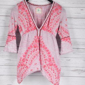 Free People Rose Floral Pink Tunic Top Cover up